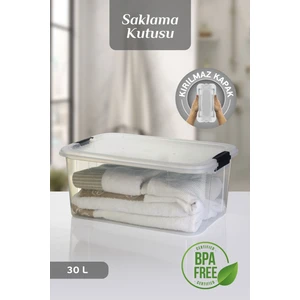 30 Lt Multibox Saklama Kabı - Kilitli Kapaklı Çok Amaçlı Düzenleyici Kiler Depolama Saklama Kutusu