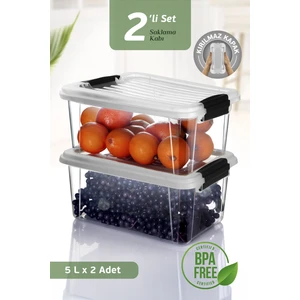 2'li 5 Lt Un Bakliyat Erzak Saklama Kabı Seti - Banyo Düzenleyici Deterjanlık Saklama Kutusu 2X5L