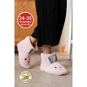 Kız Çocuk Kulak Tavşan Figürlü Ev Botu Panduf Çocuk Peluş Rahat Sessiz Taban Ev Ayakkabısı