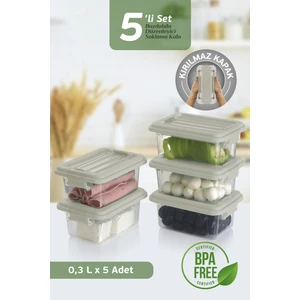 5'li Set Kahvaltılık Saklama Kabı 300 ml - Kilit Kapaklı Diyet Beslenme Kabı Lunch Box 5X300 ml