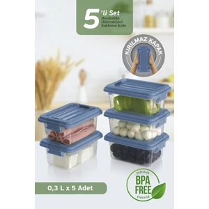 5'li Set Kahvaltılık Saklama Kabı 300 ml - Kilit Kapaklı Diyet Beslenme Kabı Lunch Box 5X300 ml