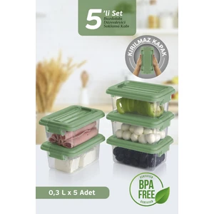 5'li Set Kahvaltılık Saklama Kabı 300 ml - Kilit Kapaklı Diyet Beslenme Kabı Lunch Box 5X300 ml