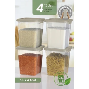 4'lü Organizer Box 5 L Un Bakliyat Erzak Kabı - Kilit Kapaklı Düzenleyici Deterjanlık Saklama Kutusu