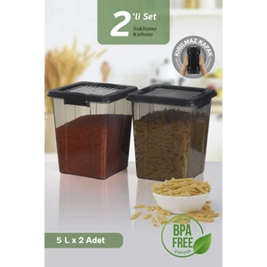 2'li Organizer Box 5l Un Bakliyat Erzak Kabı - Kilit Kapaklı Düzenleyici Deterjanlık Saklama Kutusu