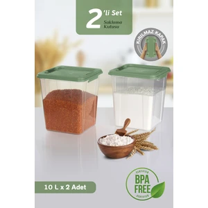 2'li Mega Organizer Box 10L - Un Bakliyat Erzak Saklama Kabı Kilit Kapaklı Deterjan Düzenleyici Kutu