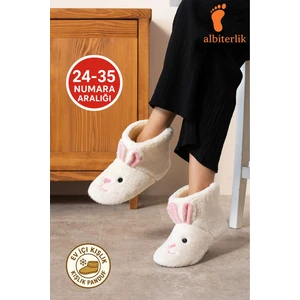 Kız Çocuk Kulak Tavşan Figürlü Ev Botu Panduf Çocuk Peluş Rahat Sessiz Taban Ev Ayakkabısı