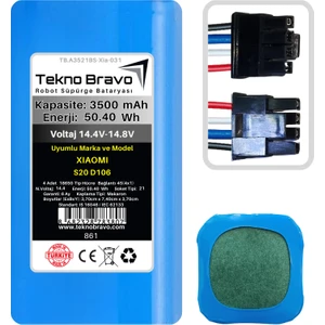 Tekno Bravo (Xiaomi S20 D106 Uyumlu) 3500MAH 50,4WH Robot Süpürge Yedek Bataryası