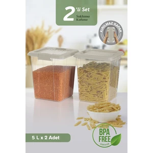 2'li Organizer Box 5l Un Bakliyat Erzak Kabı - Kilit Kapaklı Düzenleyici Deterjanlık Saklama Kutusu