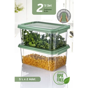 2'li 5 Lt Un Bakliyat Erzak Saklama Kabı Seti - Banyo Düzenleyici Deterjanlık Saklama Kutusu 2X5L