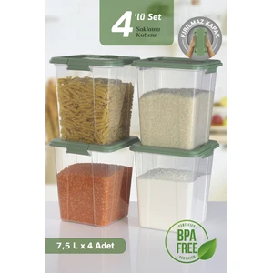 4'lü Organizer Box 7,5 L Un Bakliyat Erzak Kabı Kilit Kapaklı Düzenleyici Deterjanlık Saklama Kutusu