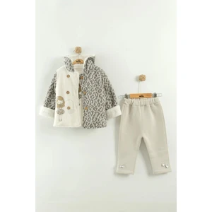 Kız Çocuk Peluş Kaban ve Pantolon Takım (1-2-3 Yaş)