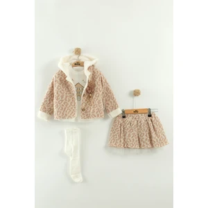 Kız Bebek Tişört, Etek ve Peluş Montlu 3’lü Takım (9-12-18 Ay)