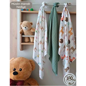 Bebek Müslin Örtü&battaniye 3 Adet %100 Pamuklu Çok Amaçlı Örtü 80X75CM-OEKO Tex Sertifikalı