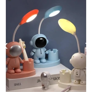 LED Astronot Masa Lambası ve Kalemlik- (Pembe)
