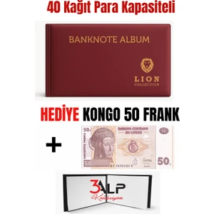 3Alp Koleksiyon Lion Kağıt Para Cep Albümü - 20 Sayfa - Bordo