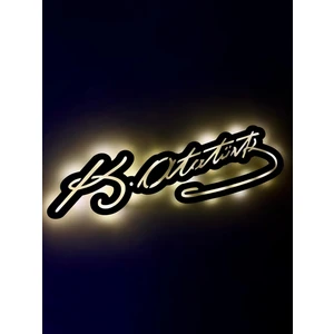 Aa Pilli Ledli Işıklı Atatürk Imza Ahşap Tablo, Kemal Atatürk Imza, Dekoratif Işıklı LED Tablo