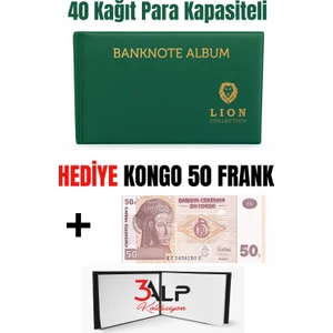 3Alp Koleksiyon Lion Kağıt Para Cep Albümü - 20 Sayfa - Yeşil