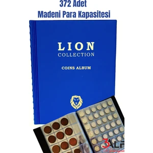 3Alp Koleksiyon Lion Madeni Para Albümü 12 Sayfa  372 Cepli 210MMX265MM  - Mavi