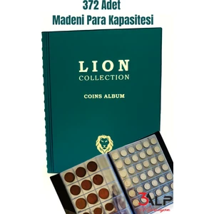 3Alp Koleksiyon Lion Madeni Para Albümü 12 Sayfa (210MMX265MM) - 372 Cepli - Yeşil