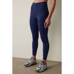 İndigo Orta Destek Merrow Dikişli Yüksek Bel Tayt