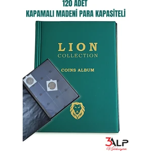 3Alp Koleksiyon Lion 120 Gözlü Kapamalı Madeni Para Albümü  Yeşil