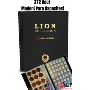 3Alp Koleksiyon Lion Madeni Para Albümü 12 Sayfa (210MMX265MM) - 372 Cepli -Siyah
