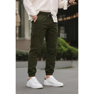 Erkek Lastikli Kargo Cepli Haki Jogger Pantolon