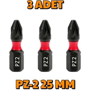 3 Adet Pz-2 25 mm Mıknatıslı S2 Çelik Bits Uç Matkap Ucu