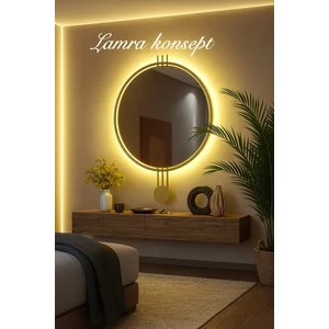 Lamra Dizayn Pilli Kablosuz Led'li Amedi Gold Ayna