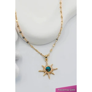 Kadın Paslanmaz Çelik Gold Zincir Kuzey Yıldızı Kolye
