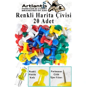 Harita Çivisi Renkli 20 Li 1 Paket Renkli Plastik Mantar Pano Raptiyesi Pano Iğnesi Ofis Okul Büro Renkli Harita Çivisi