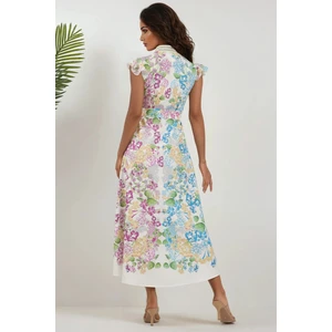 Kadın Çiçekli Uzun Elbise Çok Renkli