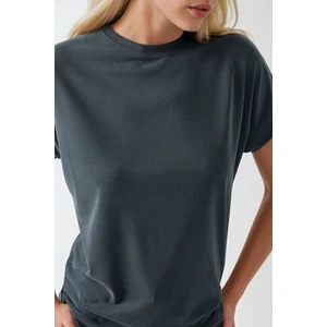 Kadın Soft Touch Modal Basic Tişört Grey
