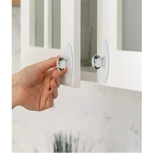 Mucit Home  Şeffaf Kristal Başlıklı 2'li Yapışkanlı Kulp Dolap Çekmece Kulp Tutacak Askı