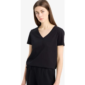 %100 Pamuk Regular Fit V Yaka Basic Penye Tişört E5850AX25SM