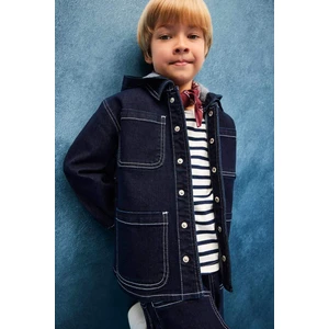 Erkek Bebek Kapüşonlu Düğmeli Denim Ceket F6269A525AU