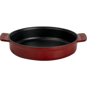 Döküm Yuvarlak Güveç Kabı Döküm Demir Yekpare Çift Kulplu ÇAP(Ø)17CM.-BORDO