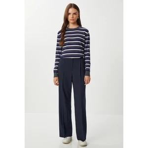 Geniş Pensli Poliviskon Palazzo Pantolon LGP0021 Lacivert