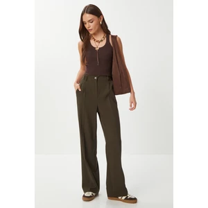 Geniş Pensli Poliviskon Palazzo Pantolon LGP0021 Haki