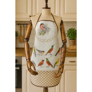 Dijital Baskılı Su Sıvı Geçirmez Leke Tutmaz Mutfak Önlüğü Kuş Diyarı