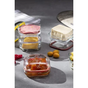 Plus Kapaklı Kahvaltılık - 4 Lü Çok Amaçlı Cam Saklama Kabı Silikon Contalı 200 Cc.