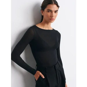 32122 Kayık Yaka Modal Kaşmir Ultra Hafif Bluz-Siyah