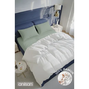 Düz Mint Yeşili Çift Kişilik Ranforce Çarşaf Seti %100 Pamuk (Çarşaf+Yastık Kılıfı)