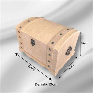 Ahşap Boyanabilir Takı-Makyaj-Aksesuar- Dekoratif Klipsli Orta Boy Çok Amaçlı Sandık Kutu