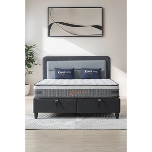 Gisele Modeli Full Ortopedik Çift Kişilik Pedli Yataklı Baza ve Başlık Takımı 3 lü Set