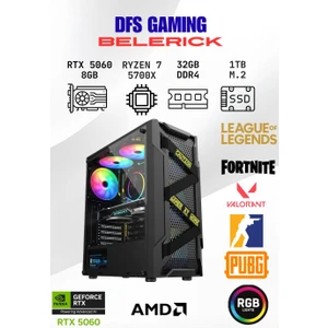 Dfs Gaming Belerıck Ryzen 7 5700X-A520M-RTX 5060 8GB-32GB Ram-1tb M.2 Ssd-Oyuncu Bilgisayarı