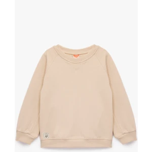 Pamuklu Uzun Kollu Bisiklet Yaka Basic Sweatshirt