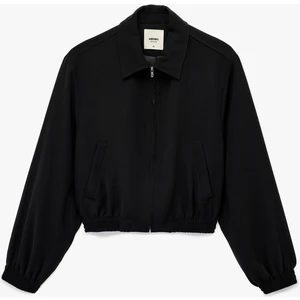 Uzun Kollu Klasik Yaka Fermuarlı Mevsimlik Ceket