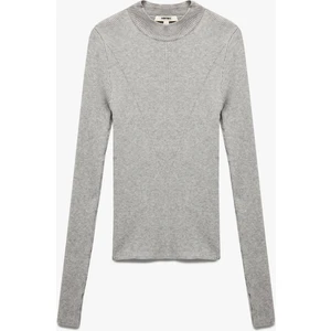 Hafif Dik Yaka Uzun Kollu Triko Kazak