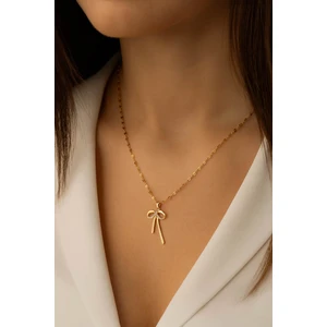 Kadın Paslanmaz Çelik Gold Zincir Fiyonk Kolye